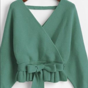 ZAFUL plunging bat wing sleeve sweater